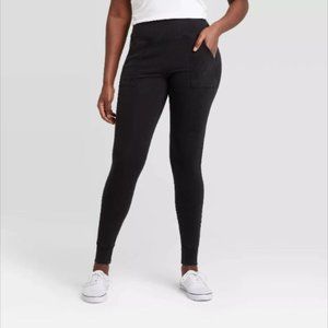 Women Ribbed HighWaist Leggings front pocket L